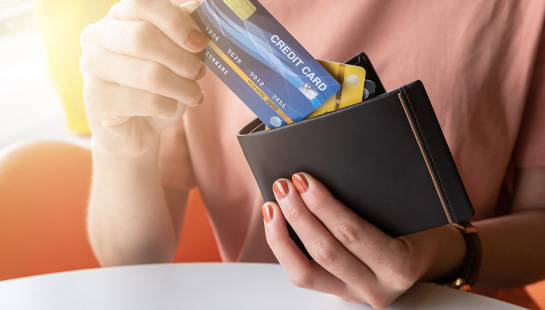 Putting cards in wallet