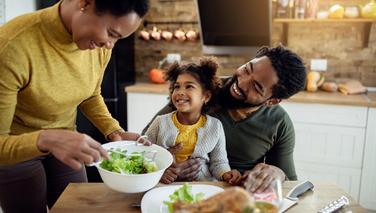 Family eating dinner