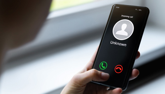 Cell phone showing unknown caller