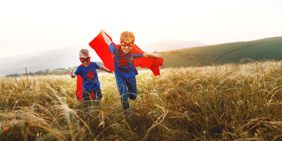 kids running in a field