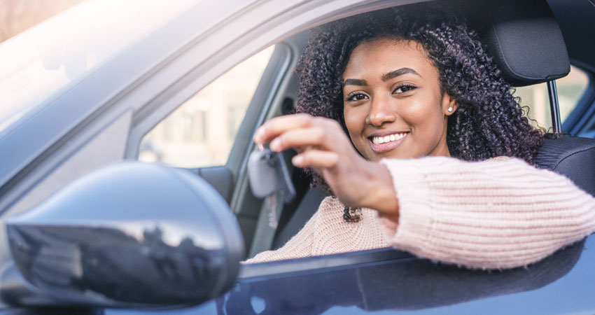 woman in the drivers seat