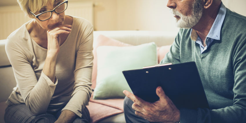 Older couple discussing